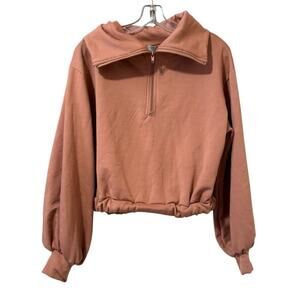 Warm & Cozy Lifestyle Women Size Medium 1/2 Zip Sweatshirt Runched Bottom Preppy